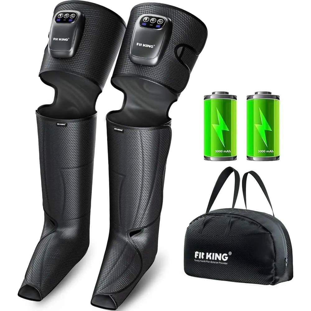 Rechargeable Cordless Full Leg Massager Compression Boots - Portable Foot and Calf Massager for Improved Blood Circulation, Fast Recovery, and Pain Relief