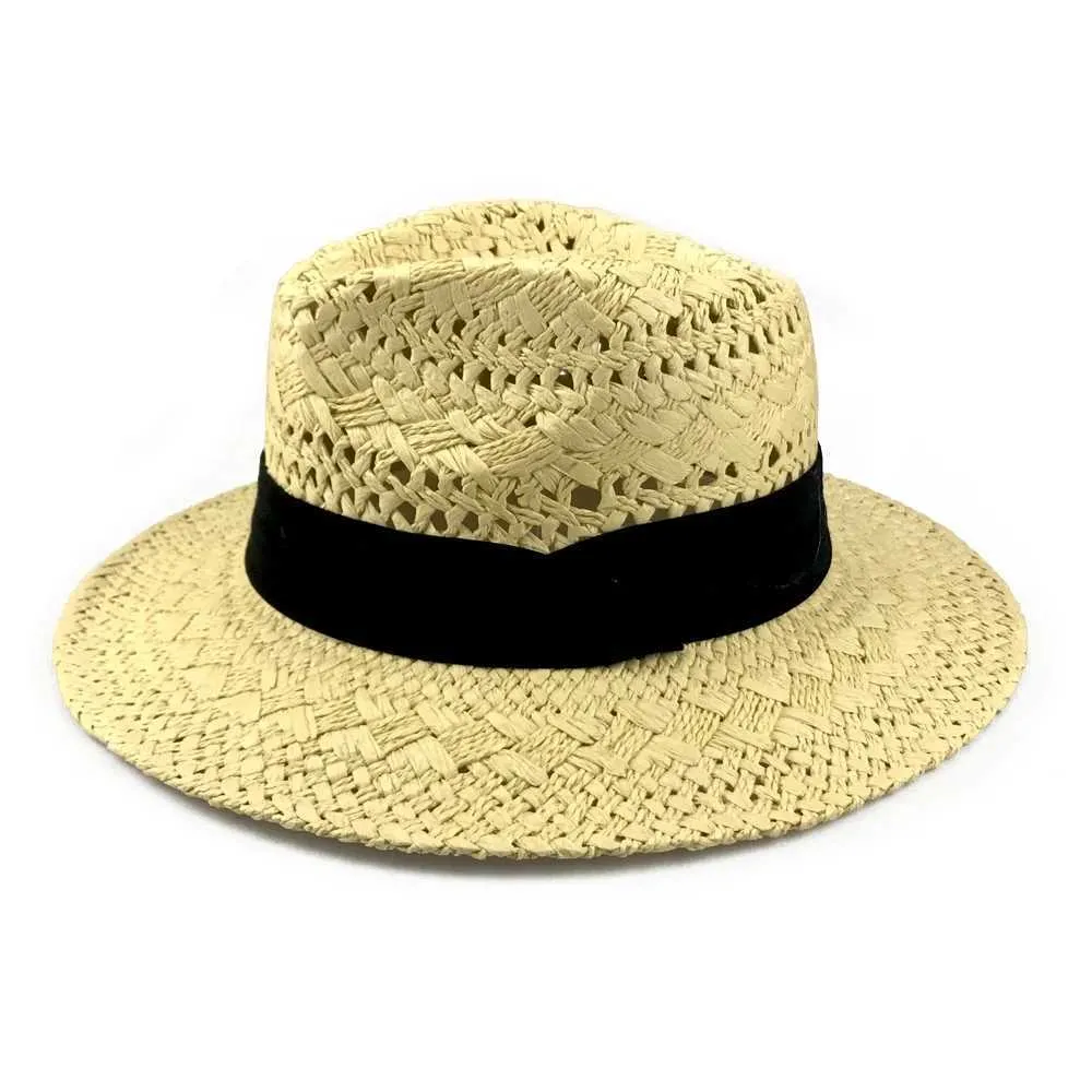 Cappelli larghi cappelli da secchio Cappello estivo di paglia uomini donne moda sombrero cappello banama fedora y240425