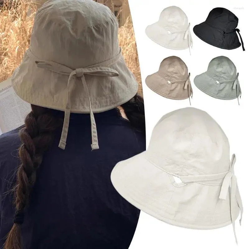 Bérets Lady Fisherman Hat large bord du soleil élégant pour femmes à lacets à lacets à lacets