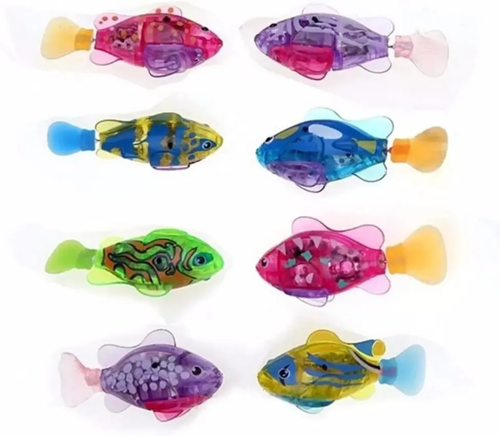 Interactive LED Light Swimming Robot Fish Toy for Kids Bath Tub Pool Summer  Fun