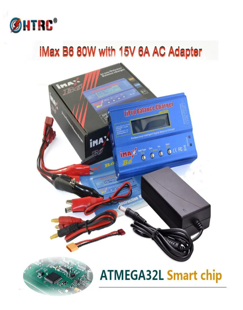HTRC IMAX B6 80W Battery Lipo nimh liion nicd digital rc lip balanque carregador de cargas 15v 6a adaptador1364610