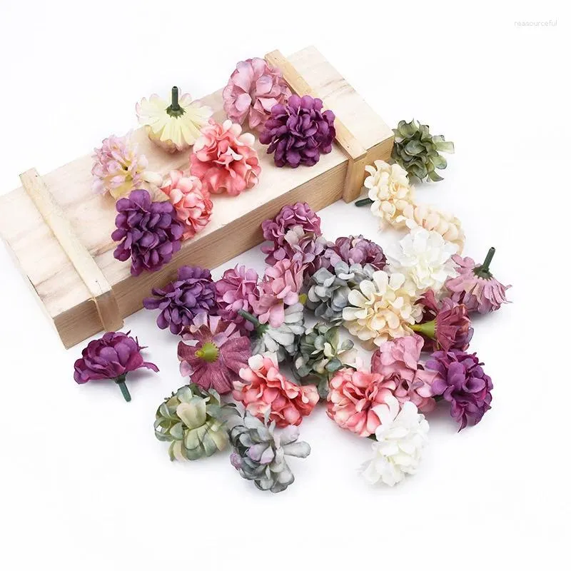 Decorative Flowers 1/5/10Pcs Hydrangea Artificial Flower Head Colorful Wedding Wreaths Christmas Decor For Home Diy Gift Fake Plants