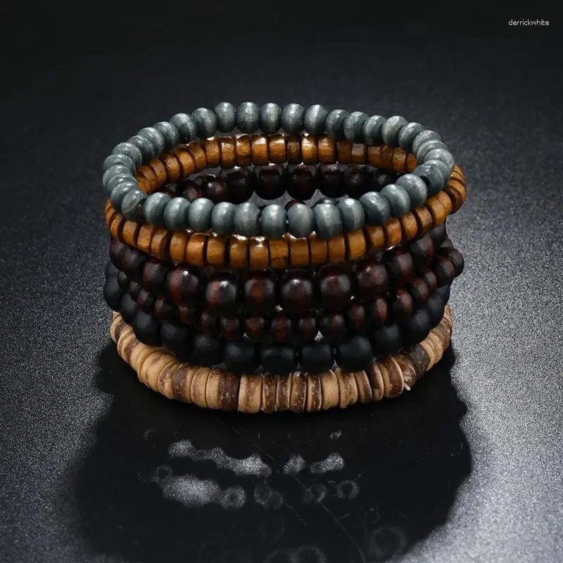 Bracelets de charme - Seenseurs multicouches Bouddha Boule de perles de perle rétro en bois réglable en bois réglable