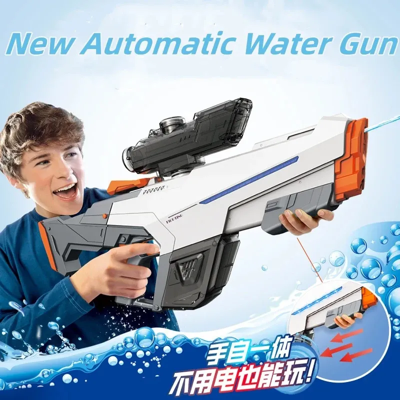2024 Full Electric Automatic Water Gun di grande capacità Assorbimento d'acqua automatico pistola per estate spiaggia di combattimento esterno 240422