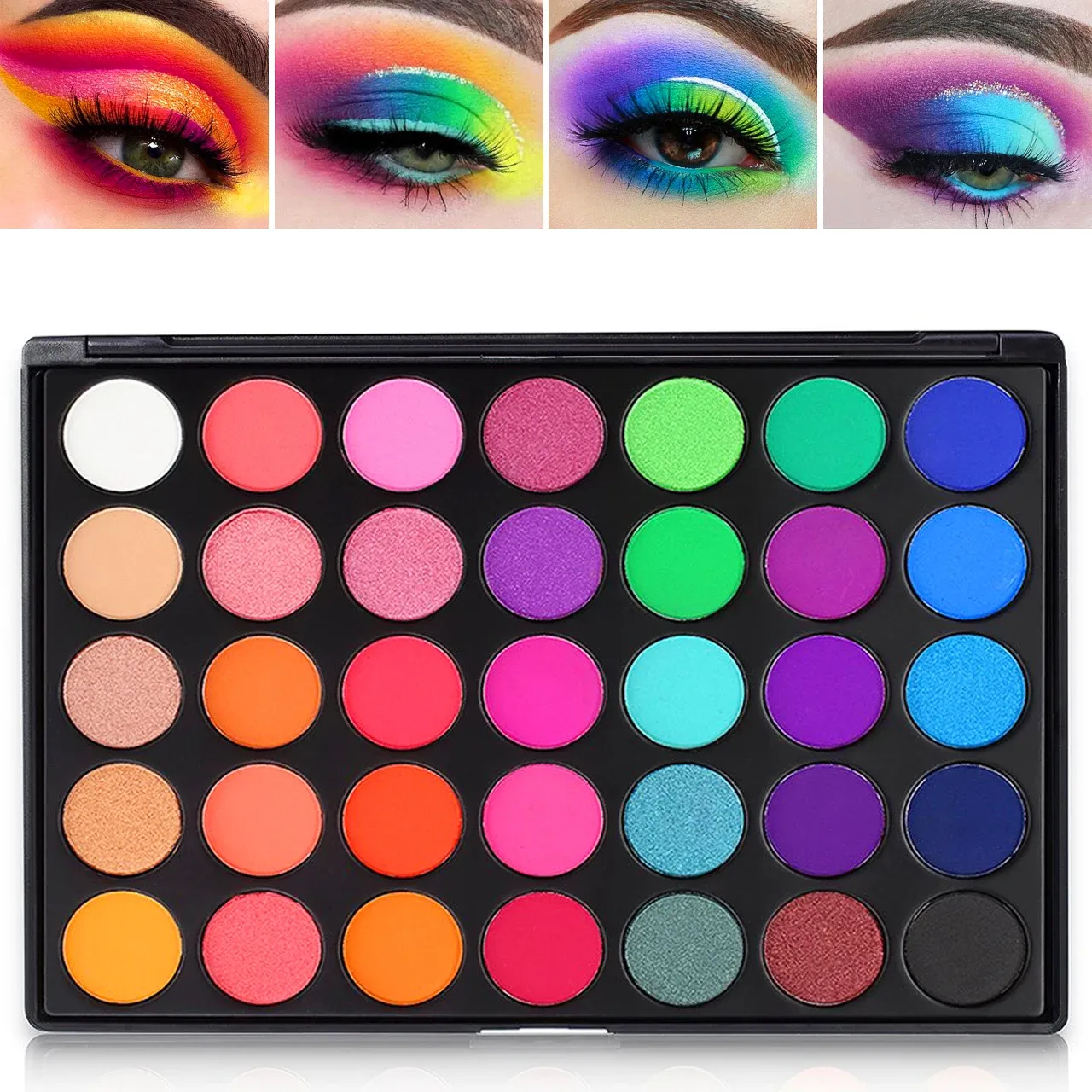 Shadow de'lanci kleurrijk oogschaduwpalet 35 kleuren regenboog heldere matte glans make -up pallete langdurig hoog pigment zijdeachtig poeder