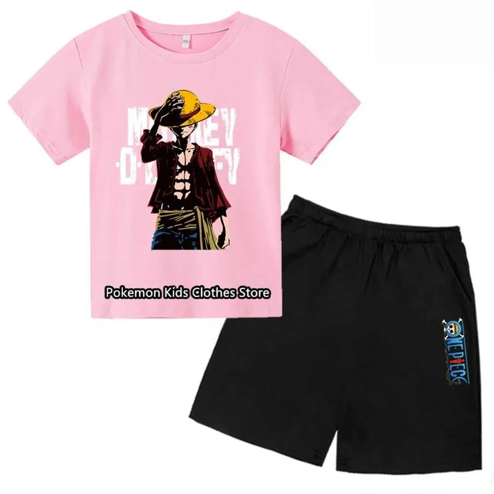 DHgate One Piece Luffy Short Sleeve T Shirt and Shorts Set for Boys Summer Casual Short Sleeve Tee Tops and Shorts Set Baby Kids Maternity