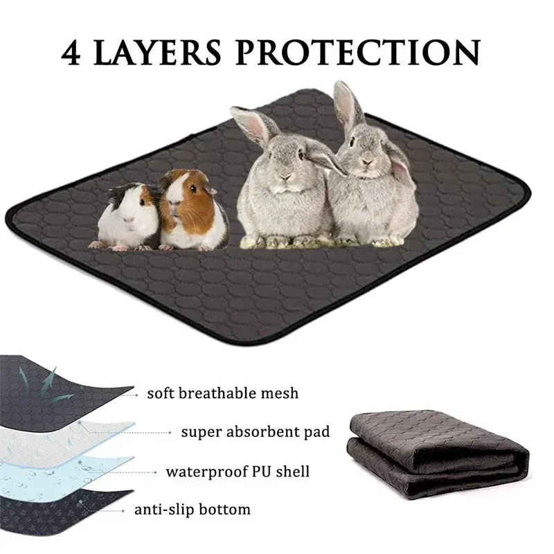 Cages Rabbit Guinea Pig Cage Liner Small Pet Items Waterproof Anti Slip Bedding Mat Highly Absorbent Pee Pad for Hamsters Accessories