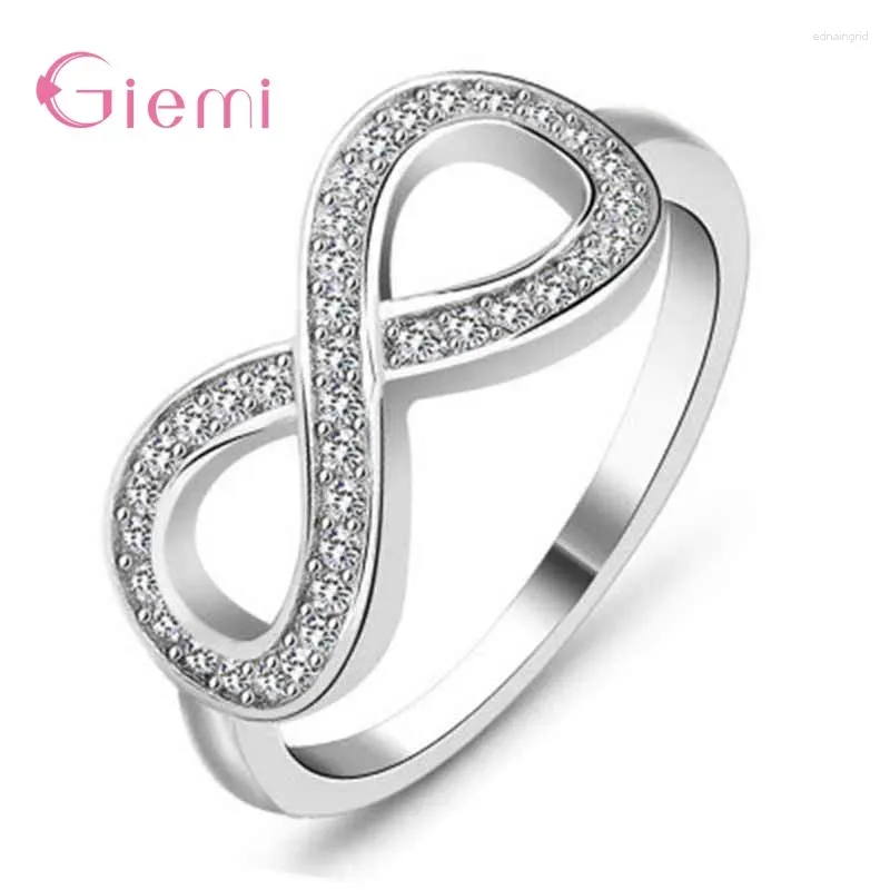 Cluster Rings Simple Sweet Infinity Anniversary Cubic Zirconia 925 Sterling Silver For Women Jewelry Fine Gift Supplies