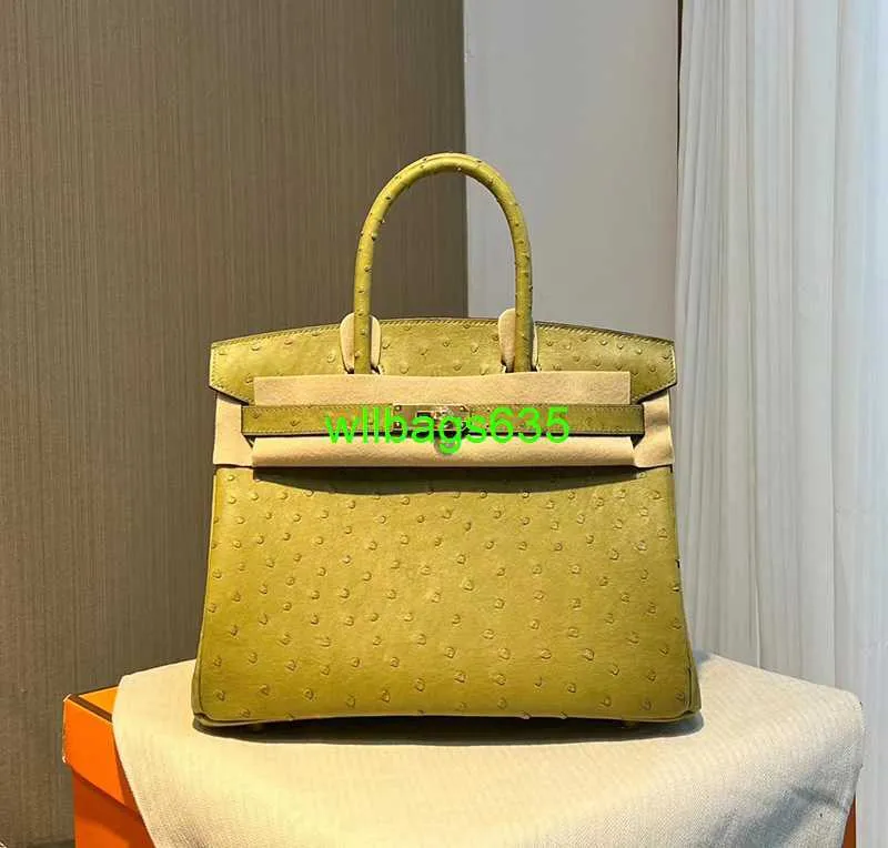 BK 2530 Handväskor Ostich Leather Totes Trusted Luxury Bags Vanilla Colored Importerad Ostrich Skin Gold Buckle Hand Sy Ny Bk Platinum Bag 30cm Wom Have Logo HBVHD9