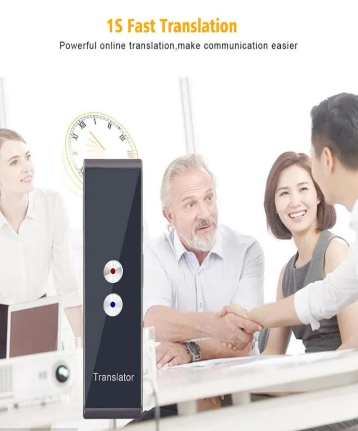 T8 Voice Translator 40 Languages ​​Wireless Business Learning Office Samtidig tolkningstranslator Mini 2 Way Real Time App7725114