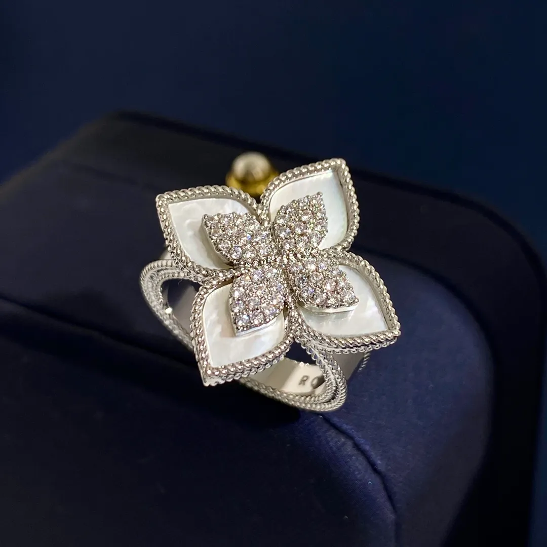 可dainなスターリングシルバーリング、自然なクリスタルアクセント付きの金メッキクローバーリング、声明の軽量リング、米国サイズ6 9を￥10,524  | DHgate