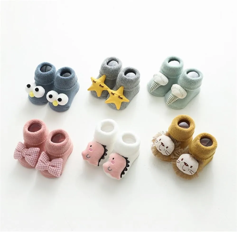 Autumn Winter Girls Born Cartoon Animal Spädbarn Baby Boy Socks Anti Slip Soft Cotton Floor Sock Shoes 2207211998062