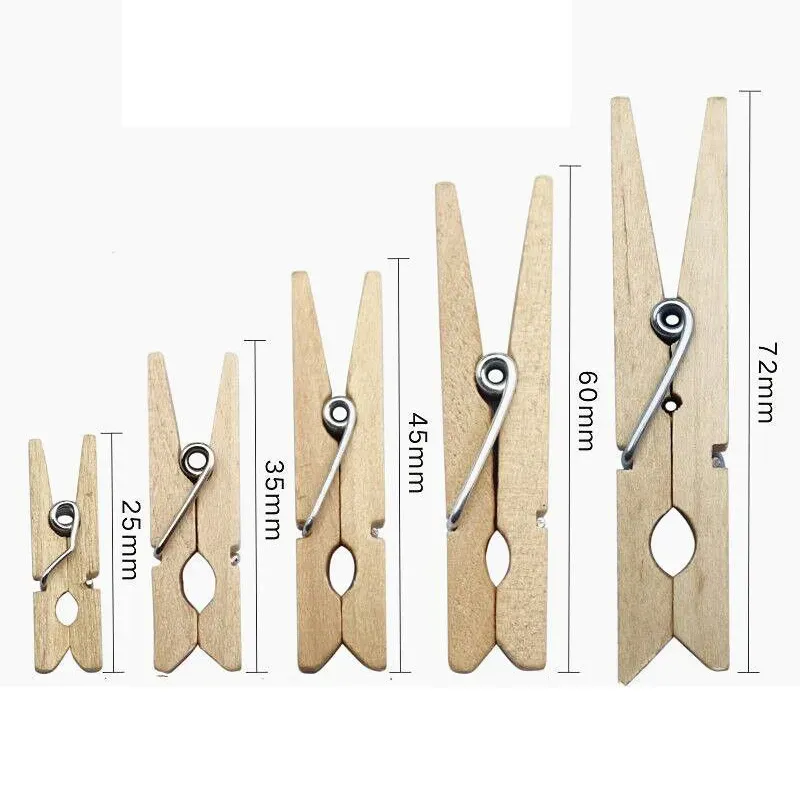 Natural Wooden Clips Photo Clamp Clothespin DIY Wedding Party Craft Decoration Clip Pegs 25/35/45/60/72MM