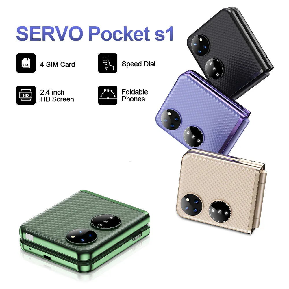 SERVO Pocket S1 Four SIM Card Flip Mobile Phone Speed Dial Magic Voice Flashlight Call Recording 2G GSM Cellular Foldable Phones