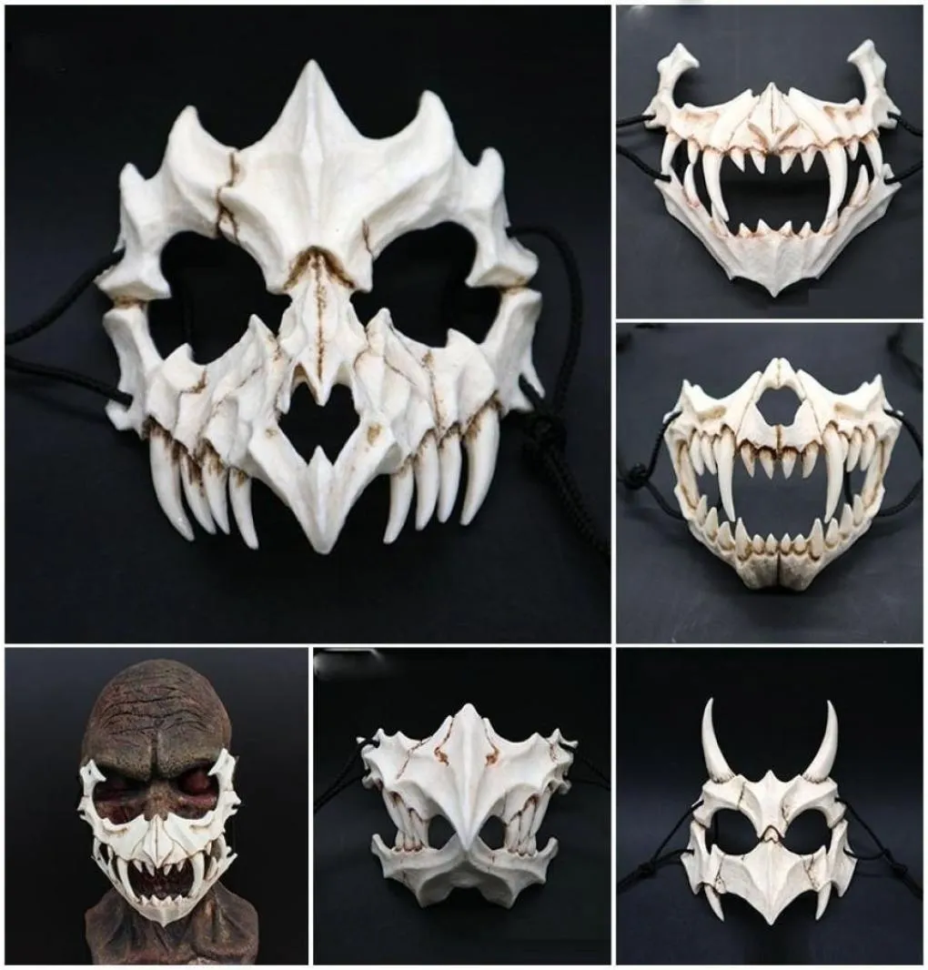 Nouveau Halloween Cosplay Resin Dragon God Yasha 2d Horror Thème Party Animal Skull Face Masquerade Scary Mask T2001162217534