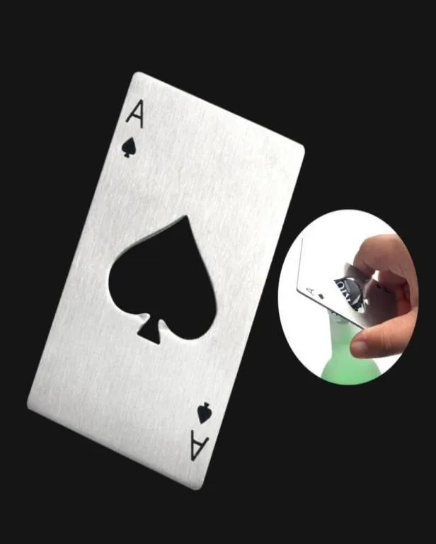 Nieuwe stijlvolle zwarte bierflesopener Poker Playing Card Ace of Spades Bar Tool Soda Cap Opener Geschenktekeuken Gadgets Getools LX58047887261