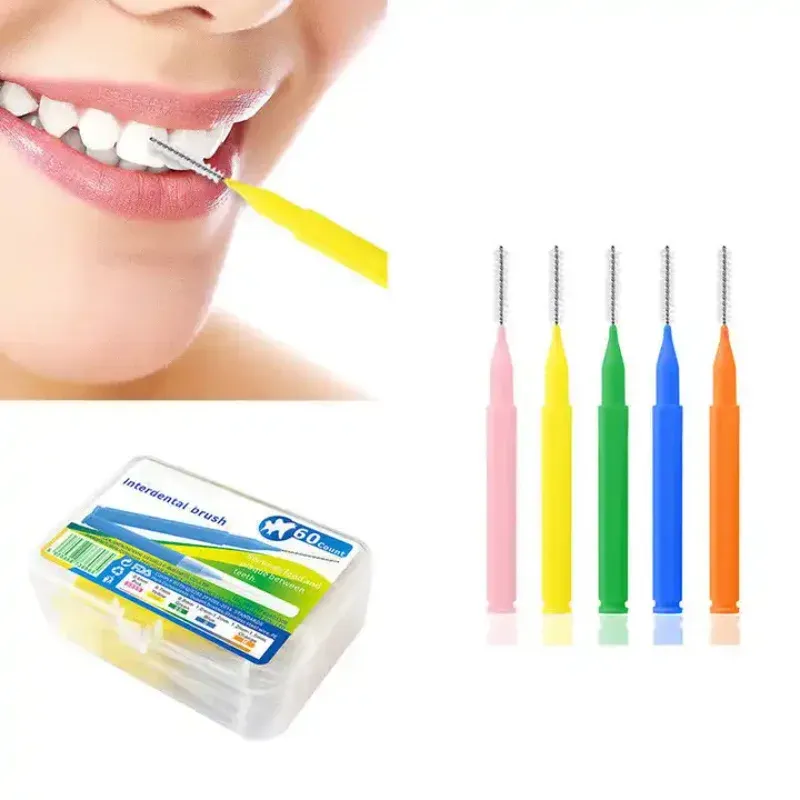 Tandenborstel 60 stcs 0,61,5 mm interdentale borstels gezondheidszorg tand pushpull verwijdert voedsel en plaque betere tanden orale hygiëne gereedschap