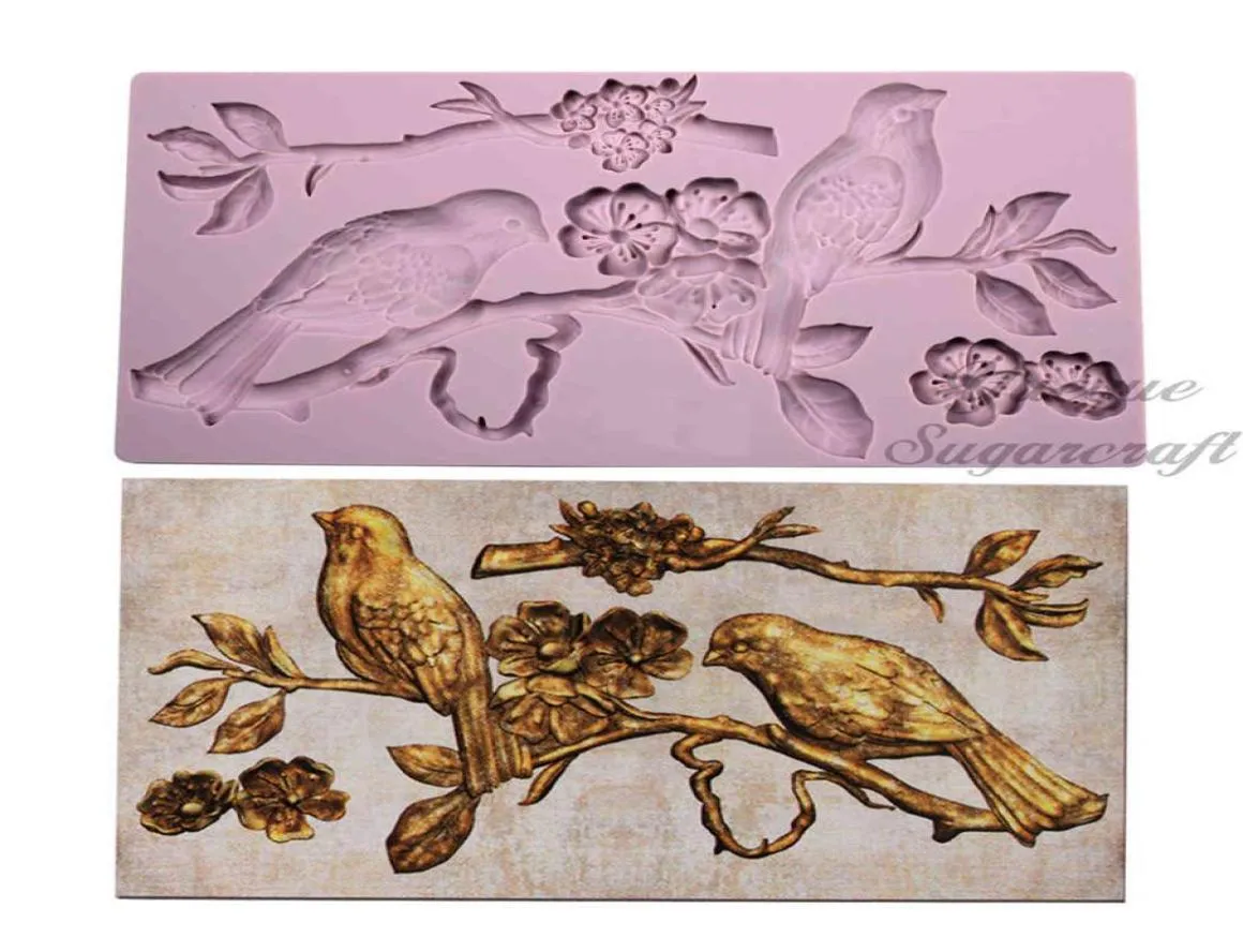 Molde de pastel de silicona de pájaros moldes de fondant herramientas de decoración de pastel