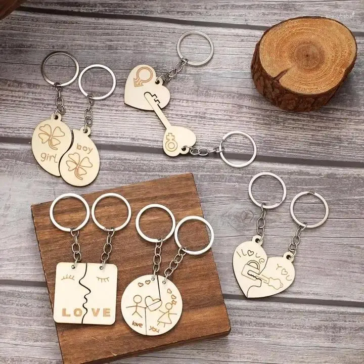 Keychains Puzzle Schlüsselbund eingraviert mit Namen Jubiläumsgeschenke Freund Freund personalisierter Schlüsselring