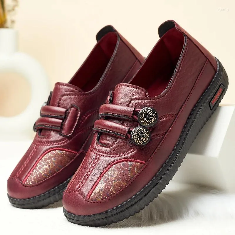 Casual Shoes Fashion Women Platform Loafers Lätt bekväma damer Flats Mamma som arbetar Mockasins Autentiskt läder