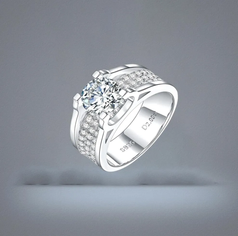 Luxury 1 Carat 2 Carat Moissanite Man Ring Fine Jewelry 925 Sliver Wedding Infinity Rings35504905845209