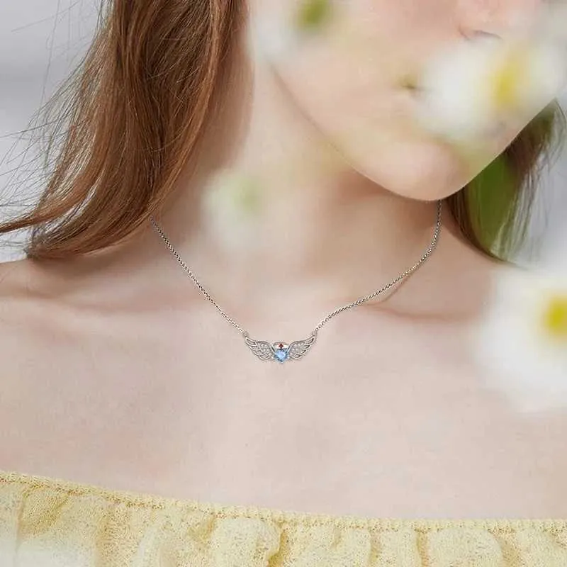 Pendant Necklaces Exquisite White Guardian Lady Necklace Blue Jewelry Strap Angel Wing Doctor Nurse Theme Halloween_voghion.com