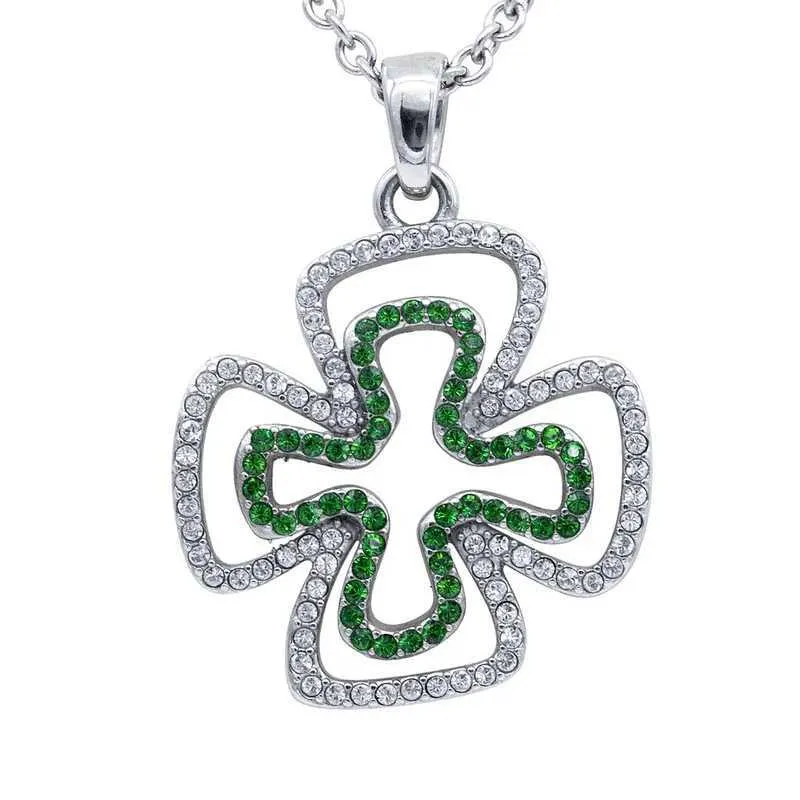 Collane con ciondolo Moda reddito dominante collana a due foglie bianco verde gioielli ragazza quadrifoglio regalo_voghion.com