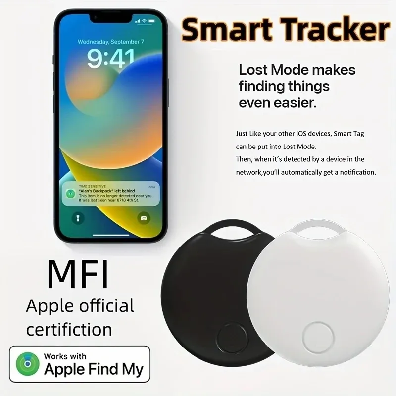 Alarm MFI Certification GPS Tracker pour Apple Air Tag Find My App Smart Tracking Anti Lose Rappel Dispositif Portefeuille Smart Air Air Tag