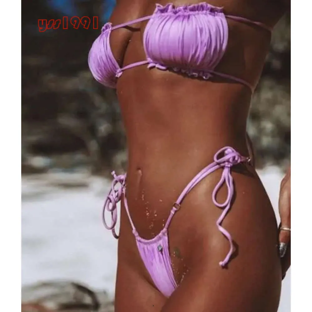 Sport Sexy Women Girl Ladies Sports Bikinis Zestaw koronkowy stały kolor stały strój kąpielowy z łańcuchową matą piersi zrzucając akceptowane yakuda