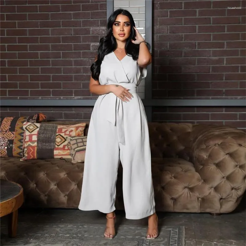 Ethnic Clothing Modest Women Muslim Sleeveless High Waist Wide Legs Casual Pants Romper Jumpsuits Turkey Dubai Kaftan Islamic Outfis