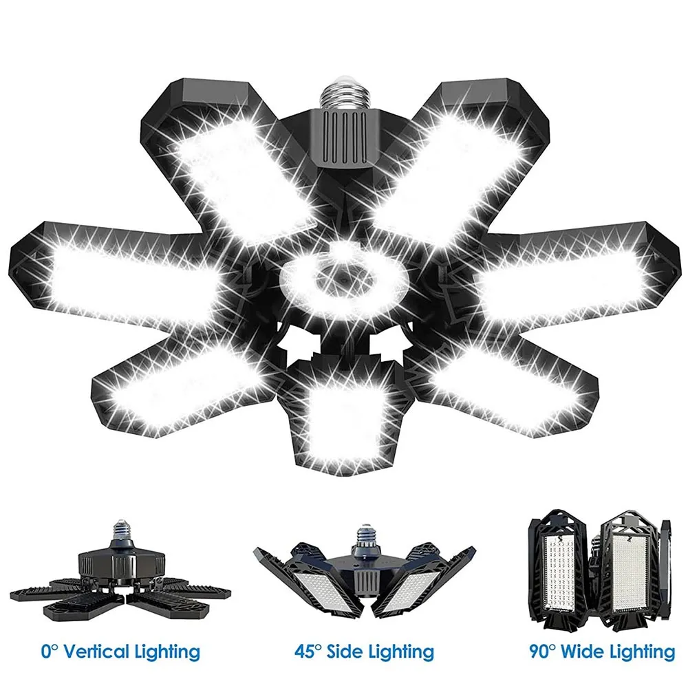 Deformierbares LED -Garagenlicht mit 3 einstellbarer LED -LED -Lampenlampe für Workshop Warehouse Shop E26/E27 Deckenbeleuchtung