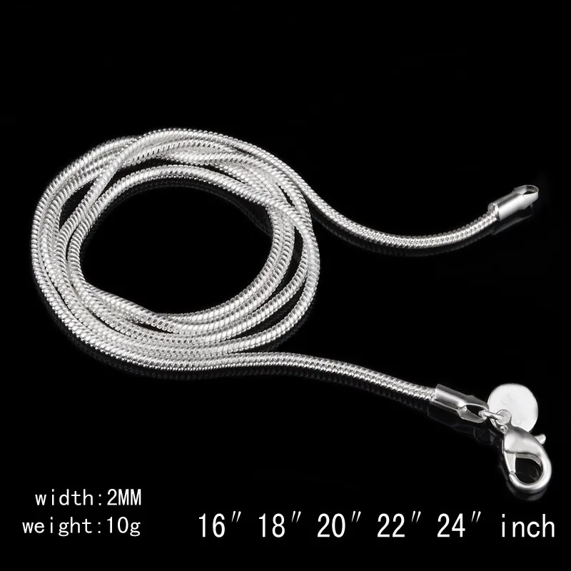 40-75cm Collana In Argento Sterling 925 Con Catena A Serpente Solida - Foto 7