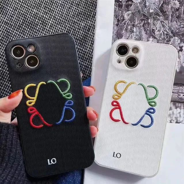 Designer Cell Phone Case For Women For iPhone 15 Pro Max Plus 14 13 12 11 XS XR Cases Coloured Embroidery Phonecase Fashion Brand Letter Cover Shell -5
