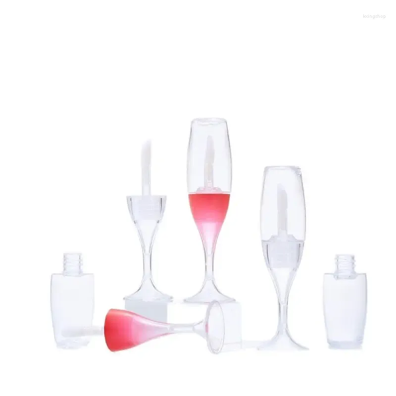 Garrafas de armazenamento 8 ml tubos de gloss vazio com varinhas de vinhos exclusivos de xícara de vinhos embalagens cosméticas Recipientes de brilho lábio vermelho limpo Tubo 50pcs/lote