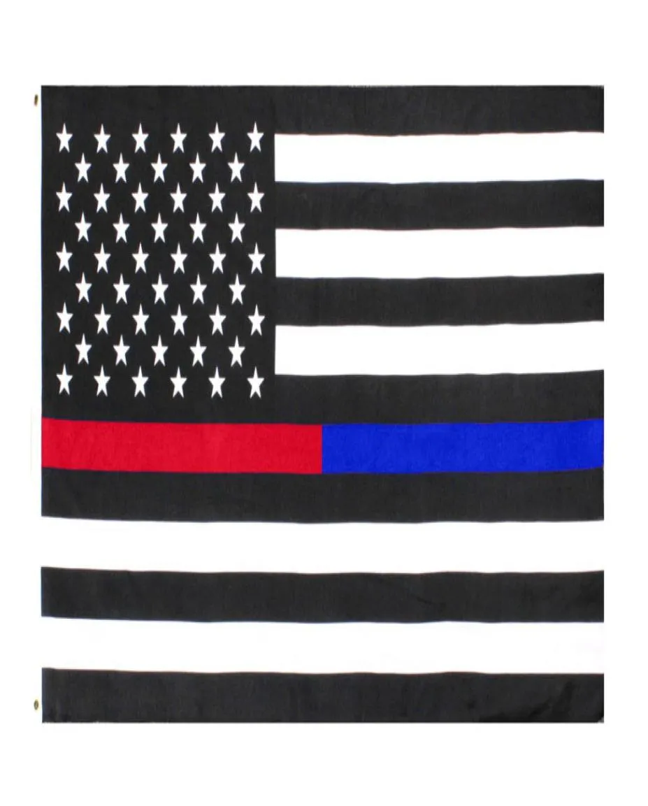 Flag di 3x5ft flag americano a doppia linea rossa e blu per agenti di polizia.