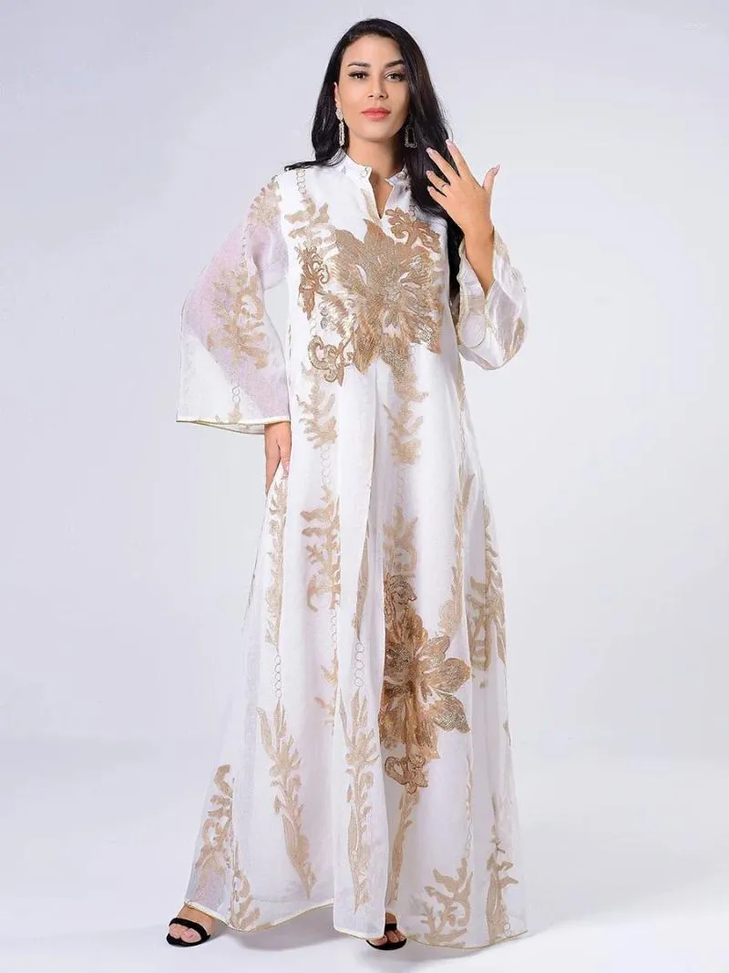 Casual Dresses Dress For Women Moroccan Kaftan Turkey Arabic Jalabiya White Islamic Ethnic Robe 2024 Eid Sequins Embroidered Abaya