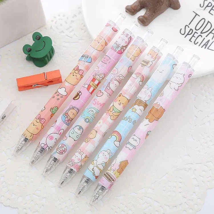 PCS/LOT KAWAII Bear Animal Press Pen Cute 0,5 mm czarny atrament podpis Pens School School