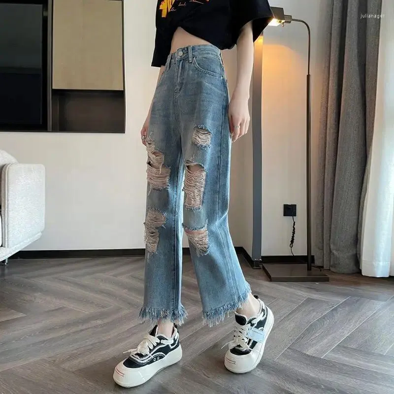 Женские джинсы широкие ноги капри, мешковатая одежда Y2K 2000 -х