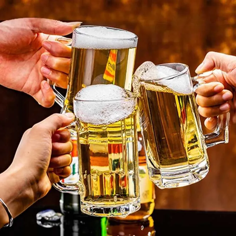 Gobelers grande capacité 450 ml de la bière en verre épaissie ensemble de bière de club européen fête du bar transparente à la boisson à la boisson à thé H240425
