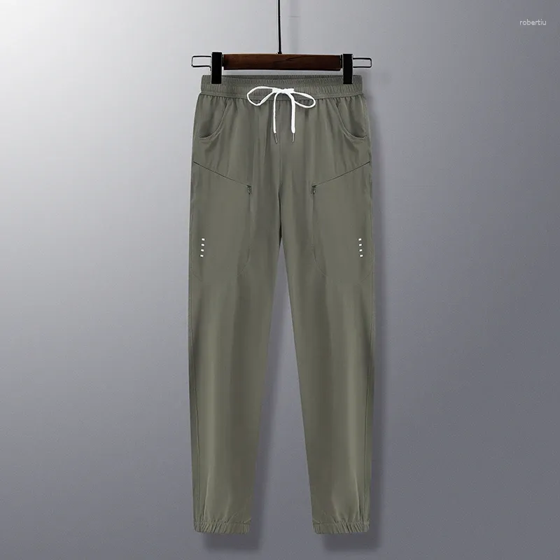 Pantalon pour hommes printemps été solide élastique haute taille de taille ferme à la fermeture à la glissière