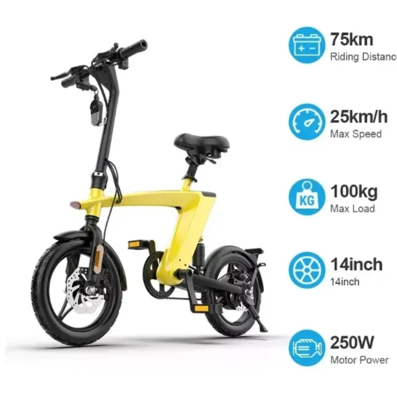 Bicycle US EU Adult Ebike 10Ah Removable Lithium Battery Children's Mini full Suspension 14 Inch 250w 36v Foldable Electric Bike