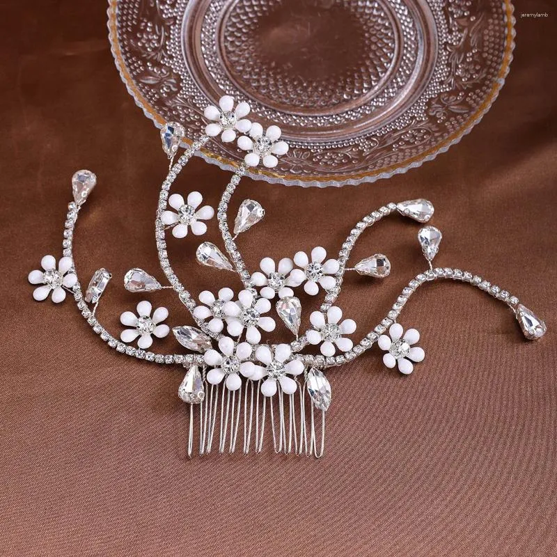 Cabelos clipes feitos de flores feitas à mão para noiva casamento brilhante folhas de folha de cabelo Bandas da cabeça Mulheres joias de festa da senhora