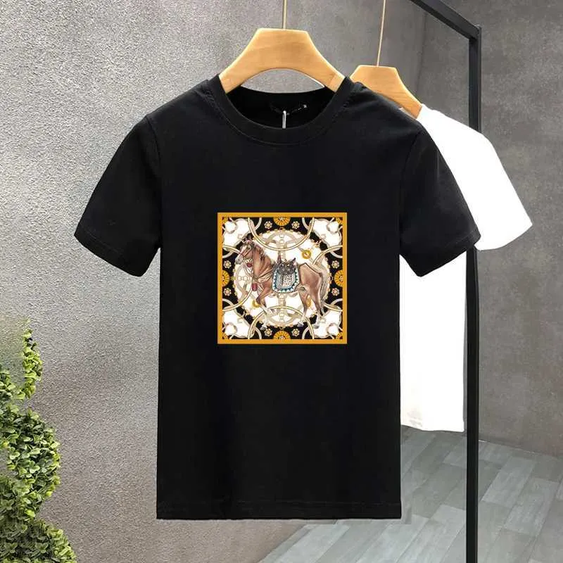 Mäns T-shirts High Quty Luxury Brand 100% Cotton Design Horse Printing TS Summer Harajuku Men/Women Short Slve T-shirt Asiatisk storlek S-5XL T240425