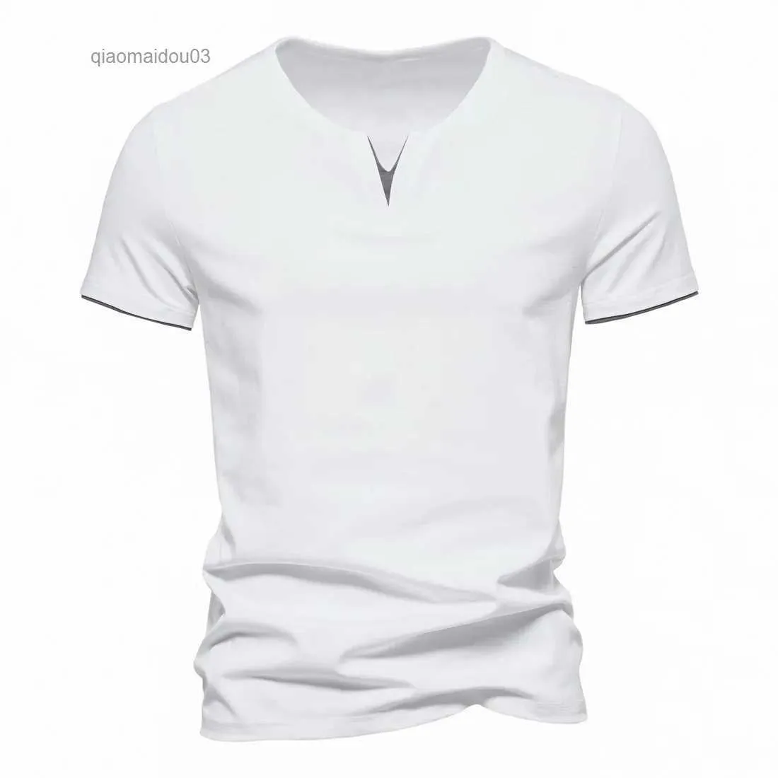 Herren T-Shirts Herren T-Shirt Pure Color V Kragen Kurzärmelte Tops Tees Männer T-Shirt Schwarz Strumpfhosen Mann T-Shirts Fitness für männliche Wäschel2404