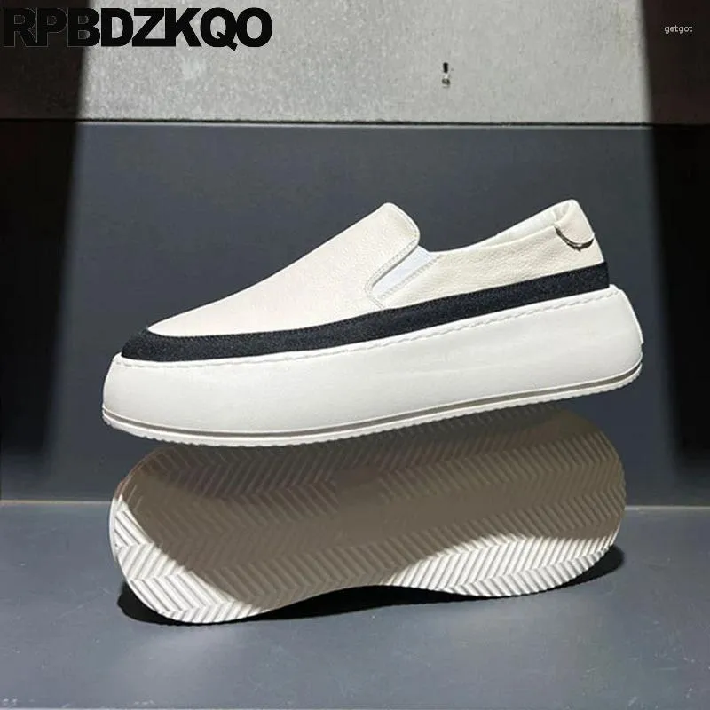 Casual Shoes Men Sneakers Sport Creepers Lightweight Athletic Round Toe Flatforms Plain Flats Slip On Skate Cow Skin Trainers Muffin