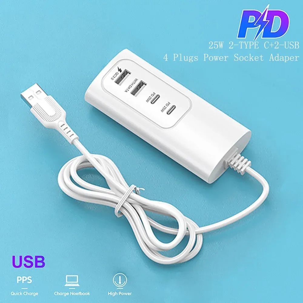 Аксессуары Multi Port Extender USB быстро зарядка PD Быстрая зарядка 4Port Hub Кабель данных 1/4 Hub для кабеля удлинения зарядки мобильного телефона