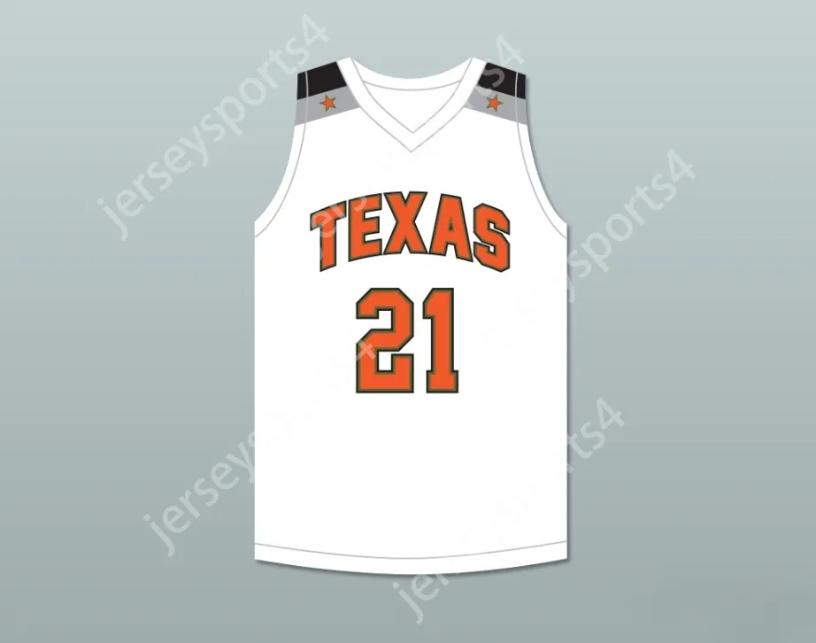 Anpassad Nay Namn Mens Youth/Kids Alex Caruso 21 Texas D1 Ambassadors AAU White Basketball Jersey 1 Top Stitched S-6XL