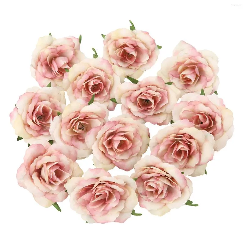 Dekorativa blommor stjälkar för konstgjord rossimulering Flower Single Head Silkduk liten bröllopslandskap vägg