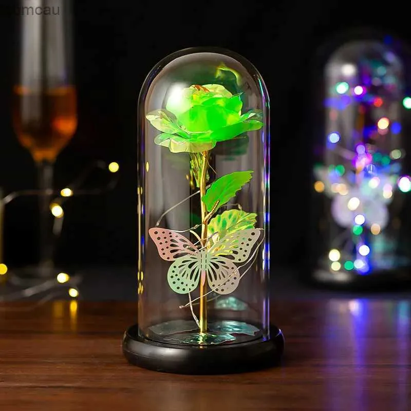 Vasos Presente de Luz de Luz Rosa Artificial Presente dos Namorados Eternal Rose Night Light Wedding Guest Gifts Roses Ornamento de 14 de fevereiro Notícias de presente