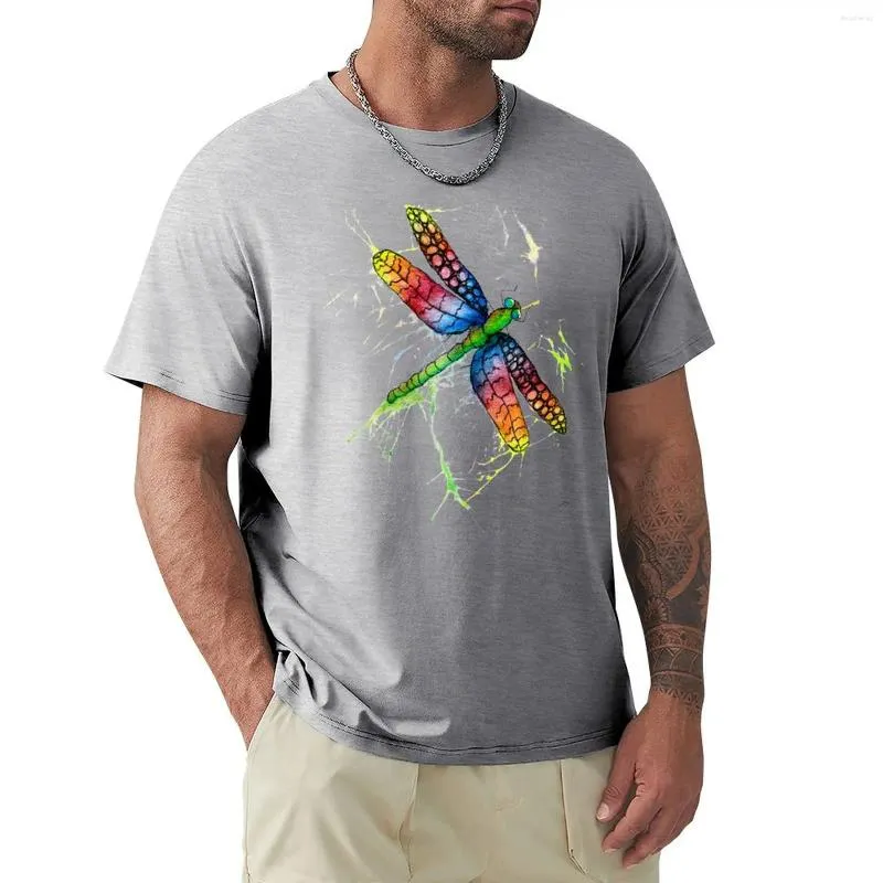 Polos masculinos Dragonfly Splat T-shirt Summer tops em branco